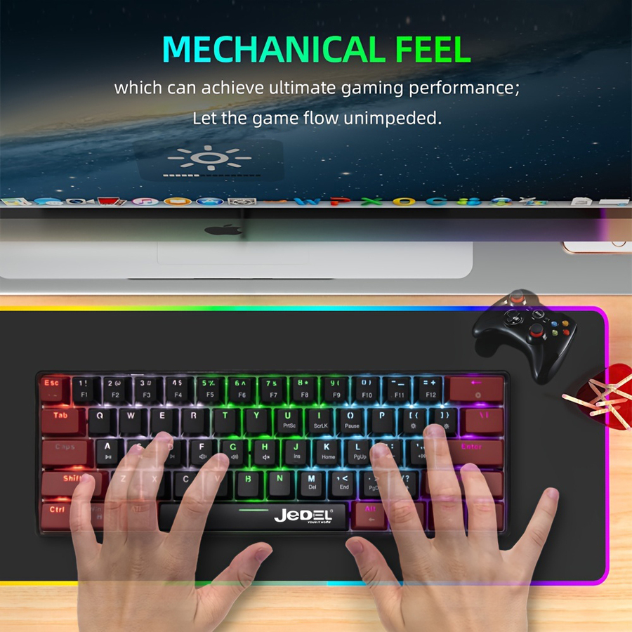 JEDEL KL-140 61keys Wired Raibow Lighting Mechanical Keyboard