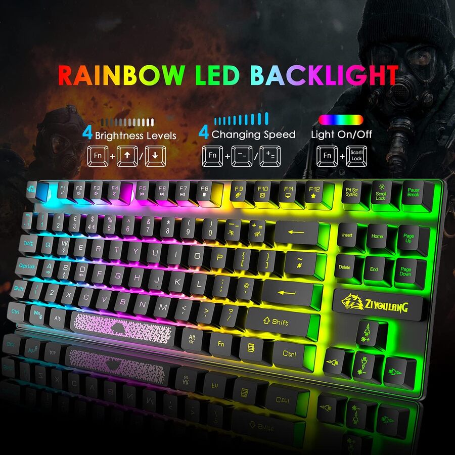 ZIYOU LANG T2 Keyboard 75% & Mouse & Mouse Combo - Black