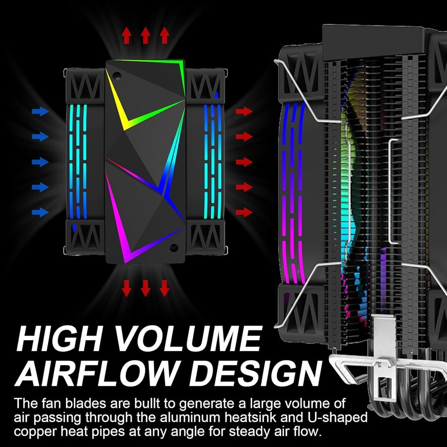 Dual 120mm ARGB CPU Air Cooler LC-120H, Black